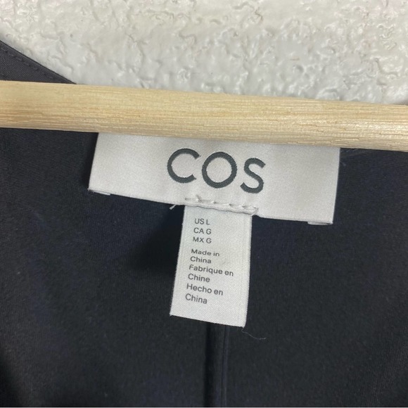 COS Women’s Black Long Sleeve Waist Wrap Midi Dress Size Large - Picture 5 of 11